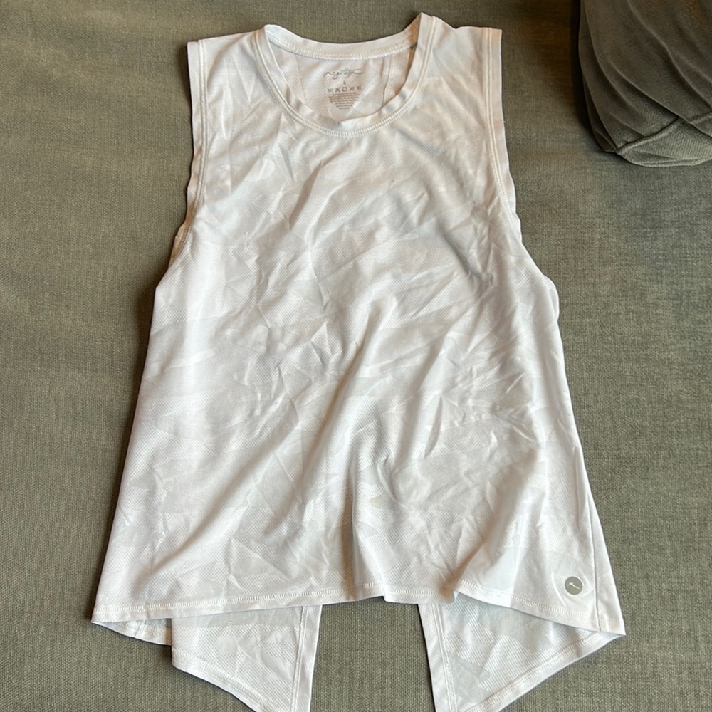 X by gottex white camo print open back tie tank sz small
